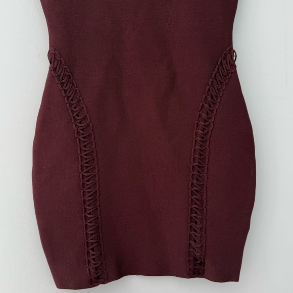 Vintage Y2K Marciano burgundy maroon sleeveless bodycon bandage dress - Medium - Picture 3 of 7